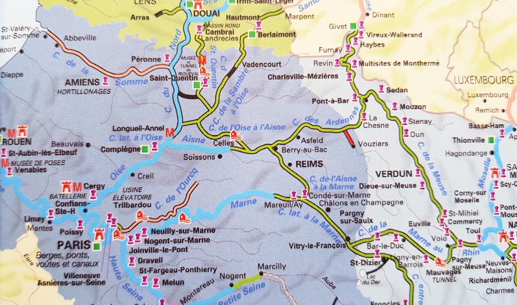 Das Kanal-und Flusssystem in "unserer" Gegend, in der Mitte Reims
